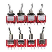 8Pcs 6 Pin 2 Position DPDT Mini Miniature Toggle Switch ON/ON Switch for Car