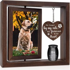Dog Memorial Picture Frame - Rotating Wooden Pet Memorial Photo Frame - Dog M...