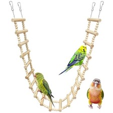 Long Bird Ladder Bridge 45.3 in Wooden Parakeet Climbing  Swing 20-Steps-45in