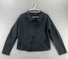 Adidas Womens Large Gray Full Zip Jacket Long Sleeve Stand Collar Athleisure