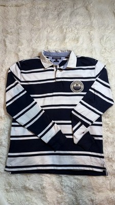 Vintage striped Tommy Hilfiger polo sweater size XL embroidered logo cotton.