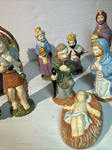 12 Presepe dipinto a mano gesso Maria Giuseppe Gesù Saggi animale AU '79 - Foto 3 di 16