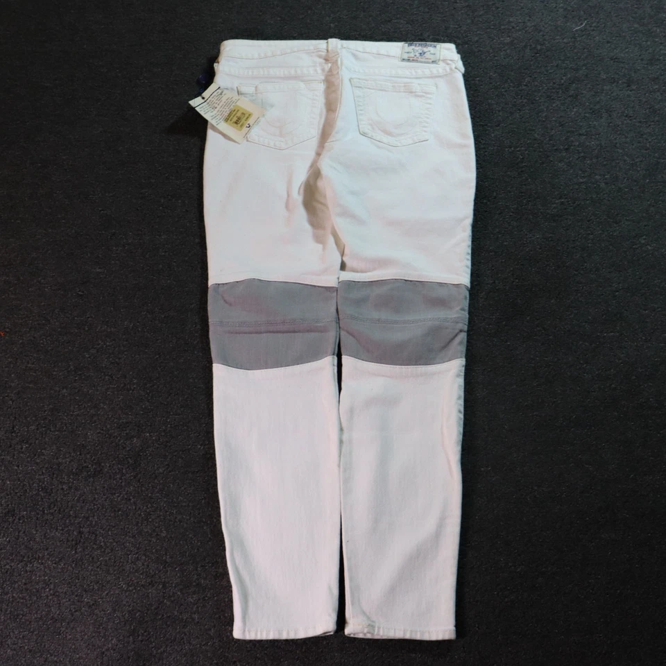 DEADSTOCK Y2K/2000S TRUE RELIGION MOTO GRUNGE VAQUEROS BLANCOS 32X30 Foto 3 de 4