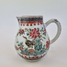 Antique 18thC Chinese Jug Painted With Flowers And Ducks 10cm High