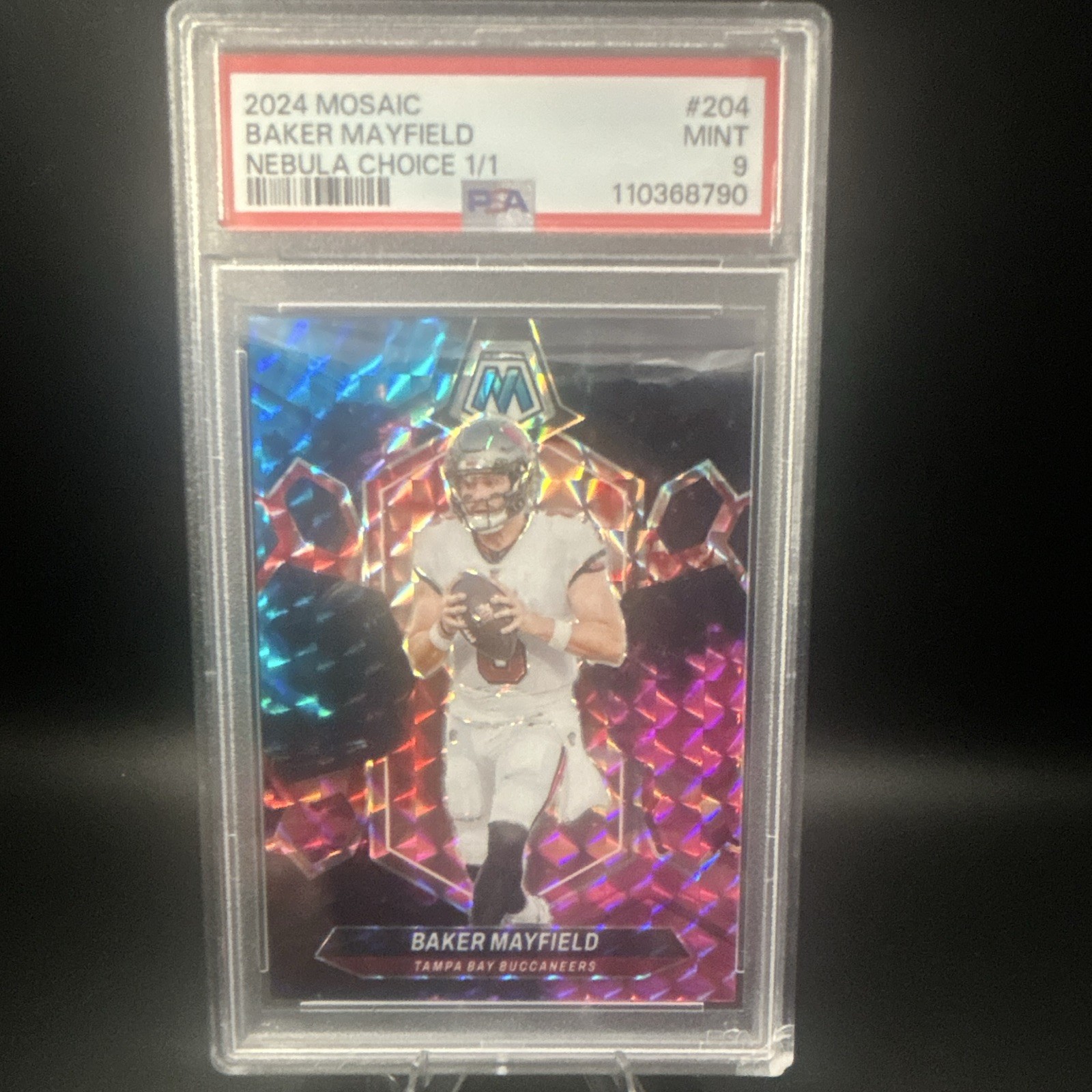 Panini Mosaic 2024 Baker Mayfield #204 Choice Nebula Mosaic Prizm 1/1 PSA 9