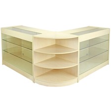 Shop Counter Retail Maple Shelves Storage Display Cabinet Showcase Glass Pulsar: