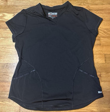 Grey's Anatomy Women  s Knit Stretch Scrub Top L Black Solid HS900-11