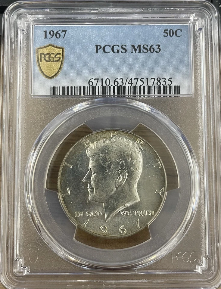 Rainbow Toned 1967 JFK KENNEDY HALF Dollar PCGS MS63 - Image 3 of 4