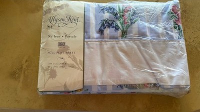 Vintage Allyson Kent Stevens Floral Cottage Garden Full Flat Sheet