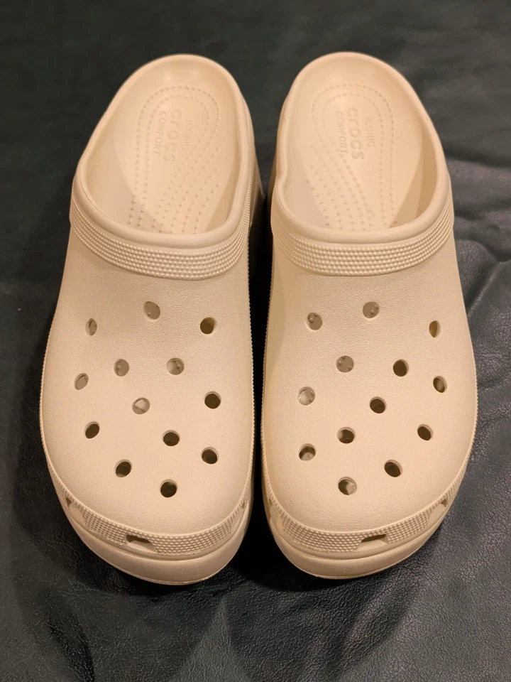 Crocs Sirena Tacón Plataforma Zueco Crema Zapatos Hombres 11 Mujeres 13 ¡¡Bonito!!! Foto 2 de 4