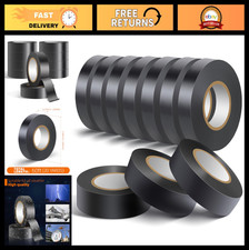 10 Pack Waterproof Black Electrical Tape, 3/4" x 60ft, High Temp Insulation, Wea
