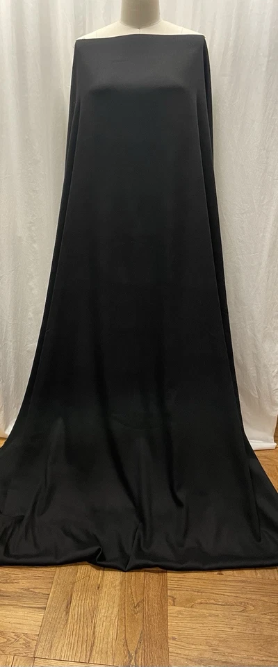 Exquisite Wool Silk Blend Black Gabardine Crepe Fabric By the Yard 60" Inch Wide - Image 2 of 4