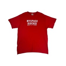 Vintage Y2K MySpace Sucks Get a Life T Shirt Large Red 2000s Internet Humor