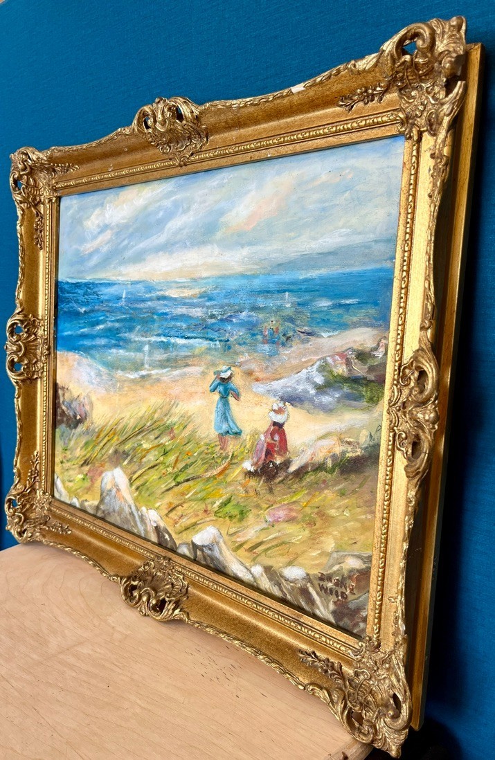 Irene Wood Oil Painting Rest Bay Porthcawl Seascape Signed Original Framed Art image 2