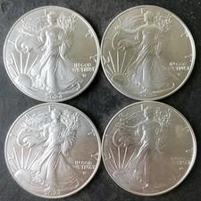 Lot of Four 2024 $1 American Silver Eagle Dollars