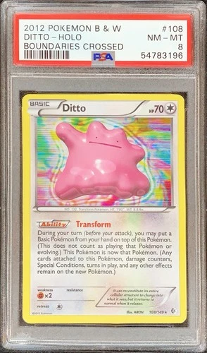 Pokemon Ditto 108/149 B&W Boundaries Crossed PSA 8 2012 Holo Rare