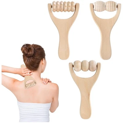 TOLENRE Massageroller 3 Stück, Hölzerne Hand Massage Roller Holz fuß Massage Rolle Mu...