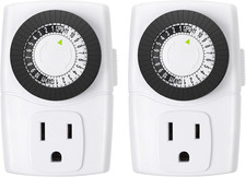 Indoor 24  Hour Mechanical Outlet Timer 2  Pack Easy Daily On/Off for Lamps  Fans