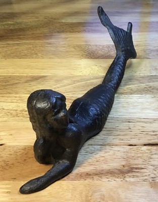 Vintage ''Mermaid'' Cast-Iron Figure (Laying Down on Stomach) ~Nautical  Siren 