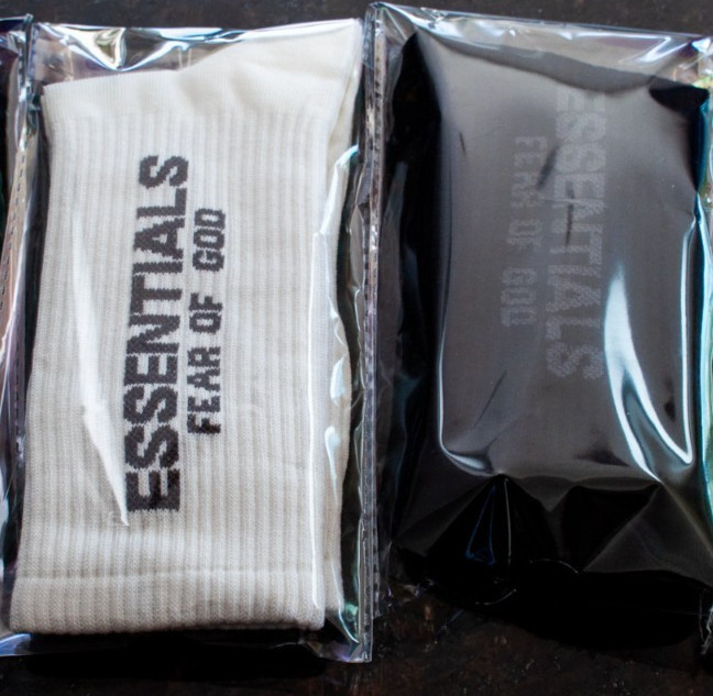 Fear of God Essentials Socks 2 Pack Bundle Black Cream One Size 8-12 Crew FOG thumbnail 4