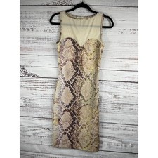 Guess Dress Women's Size S Snakeskin Print Sleeveless Sheath Bodycon Mesh