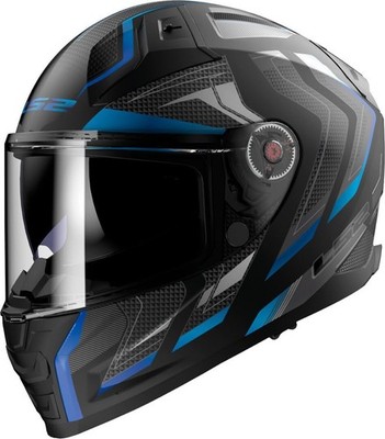 LS2 Vector II Alizer Integraler Motorradhelm in Matt Black Blue, Größe S