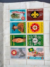 vintage scouting memorabilia. 1957 BP Jubilee Jamboree poster stamps in folder