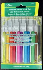 Clover #3672 Amour Crochet Hook 10pc Set Assorted Sizes New Yarn Crocheting