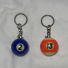 Lote de 2 Llaveros Bola de Billar #2 #13 Bola en Cadena