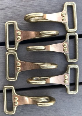 Lot of 6 Vintage North Judd Snap Hook 1 1/4" Strap Clip Fastener Brass Anchor