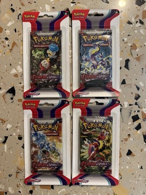 4 Pokemon Blister Booster (Art Set) SCHARLACH & LILA EV01 Neu Sealed DE