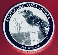 2016 Kookaburra Bird Coin .999 Silver 1 Toz Australia Queen EII BU in Case Perth