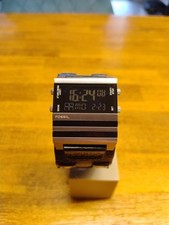 Fossil Uhr Digital Vintage Retro Herren,JR9747, neue Batterie, Edelstahl Leder, 