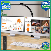 Schreibtischlampe LED Dimmbar 24W 80Cm Tageslicht Schwanenhals Klemmbar Schwarz
