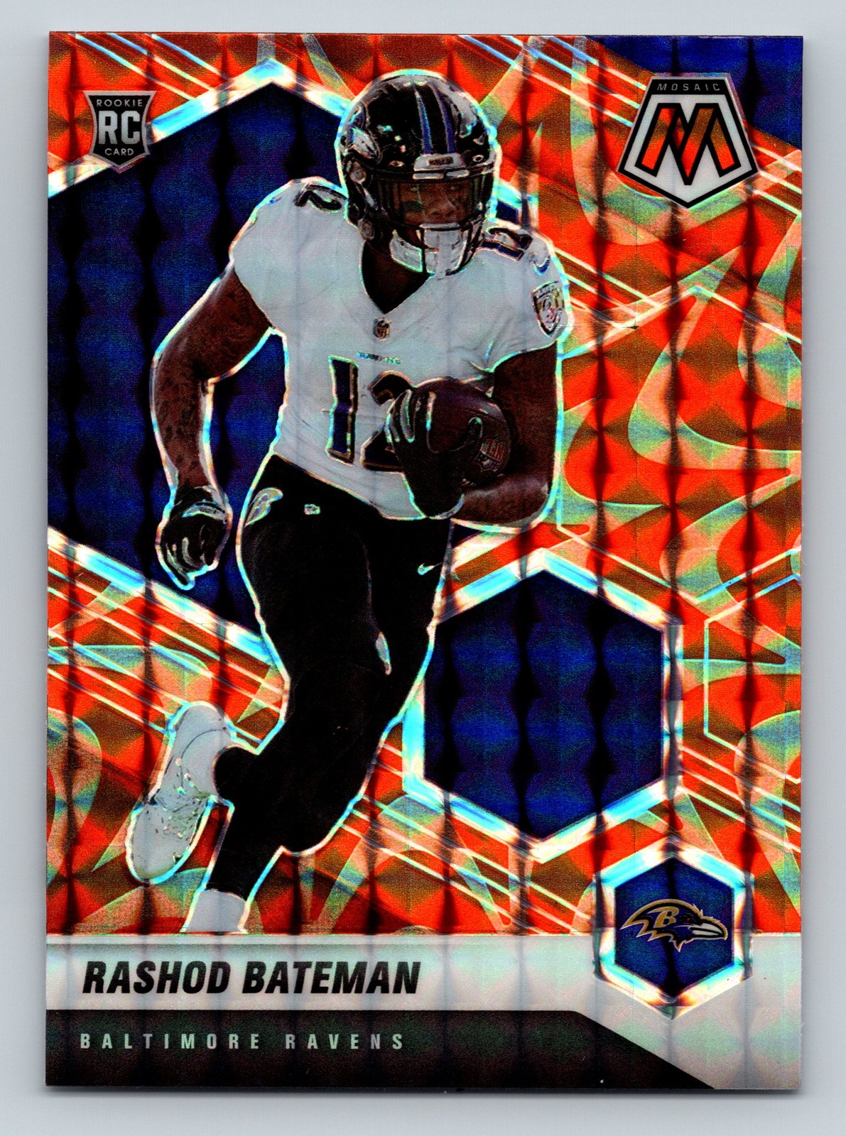 2021 Panini Mosaic #310 Rashod Bateman Prizm Reactive Orange