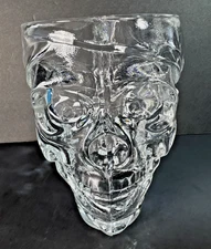 Luminarc USA Pirate Skull Beer Mug 30 oz Heavy Clear Glass Halloween Stein