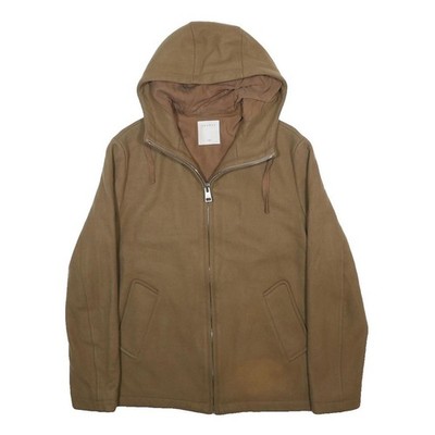 SANDRO Damen Beige Woll-Mischung Zip Kapuzenjacke M Leicht Outdoor Jacke