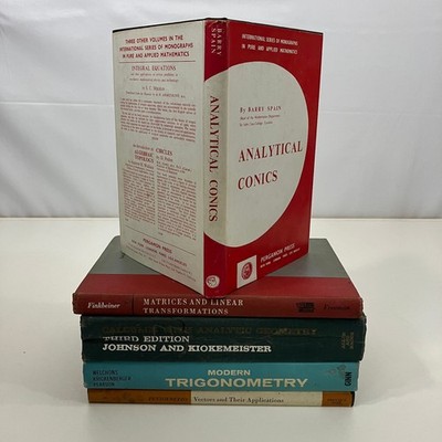 5 Vintage Math & Engineering HC & HCDJ Textbooks Lot Vectors Matrices Conics