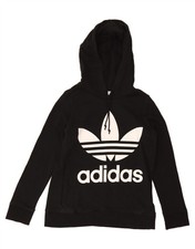 ADIDAS Womens Oversized Graphic Hoodie Jumper UK 10 Small Black Cotton DM65
