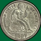 1887 Seated Liberty Dime Almost Uncirculated AU Coin #41309