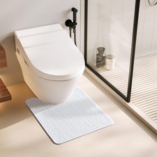 TYUU Toilet Rug, Thin Rugs U Shaped 1'8" X 2' U-Shape , White