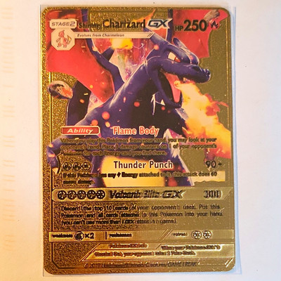 Pokemon Custom Card Shiny Charizard GX Full Gold Foil Fan Deko NM ENG