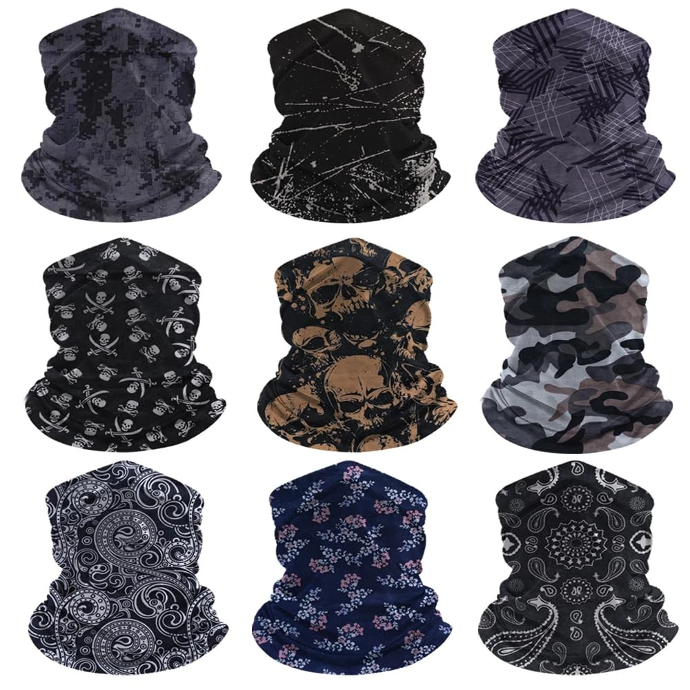 9-Pack Balaclava Face Mask for Men & Women - UV Protection Neck Gaiter, Multi...