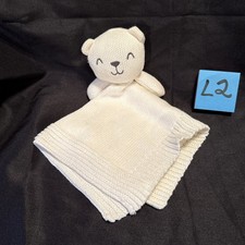 Carters Just One You Knit Bear Lovey Cream White Plush Baby Security Blanket L2