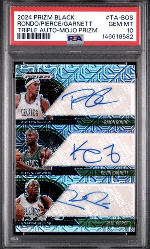PSA 10 2024 Panini Prizm Black Garnett Pierce Rondo Triple Auto Mojo /25 Celtics
