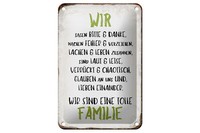 Blechschild Spruch 12X18 Cm Wir Sind Eine Tolle Familie Deko Schild