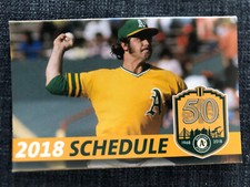 Oakland A's 2018 SGA Pocket Schedule Jim Catfish Hunter Card Athletics 50th