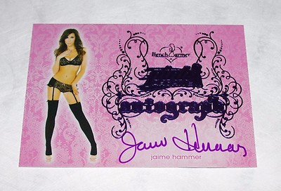 2015 Benchwarmer JAIME HAMMER Pink Archive #36 Purple Foil Autograph PLAYBOY Hot