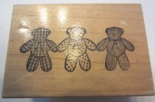 Psx Patterned Stuffed Teddy Bear Trio Stripes Plaid Dots 1988 D-893 Rubber Stamp