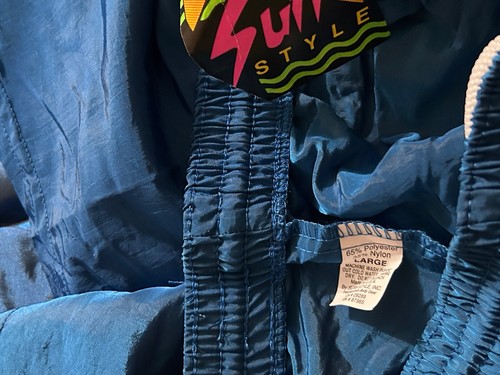 90s Surf Style Windbreaker Set Shorts Blue Iridescent Jacket - Picture 6 of 9